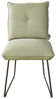 Grüner Stuhl mit gepolstertem Sitz und Rückenlehne, Vorderansicht