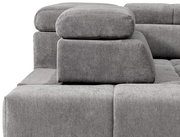 Graues Ecksofa mit verstellbarer Kopfstütze, Seitenansicht