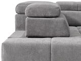 Graues Ecksofa mit verstellbarer Kopfstütze, Seitenansicht