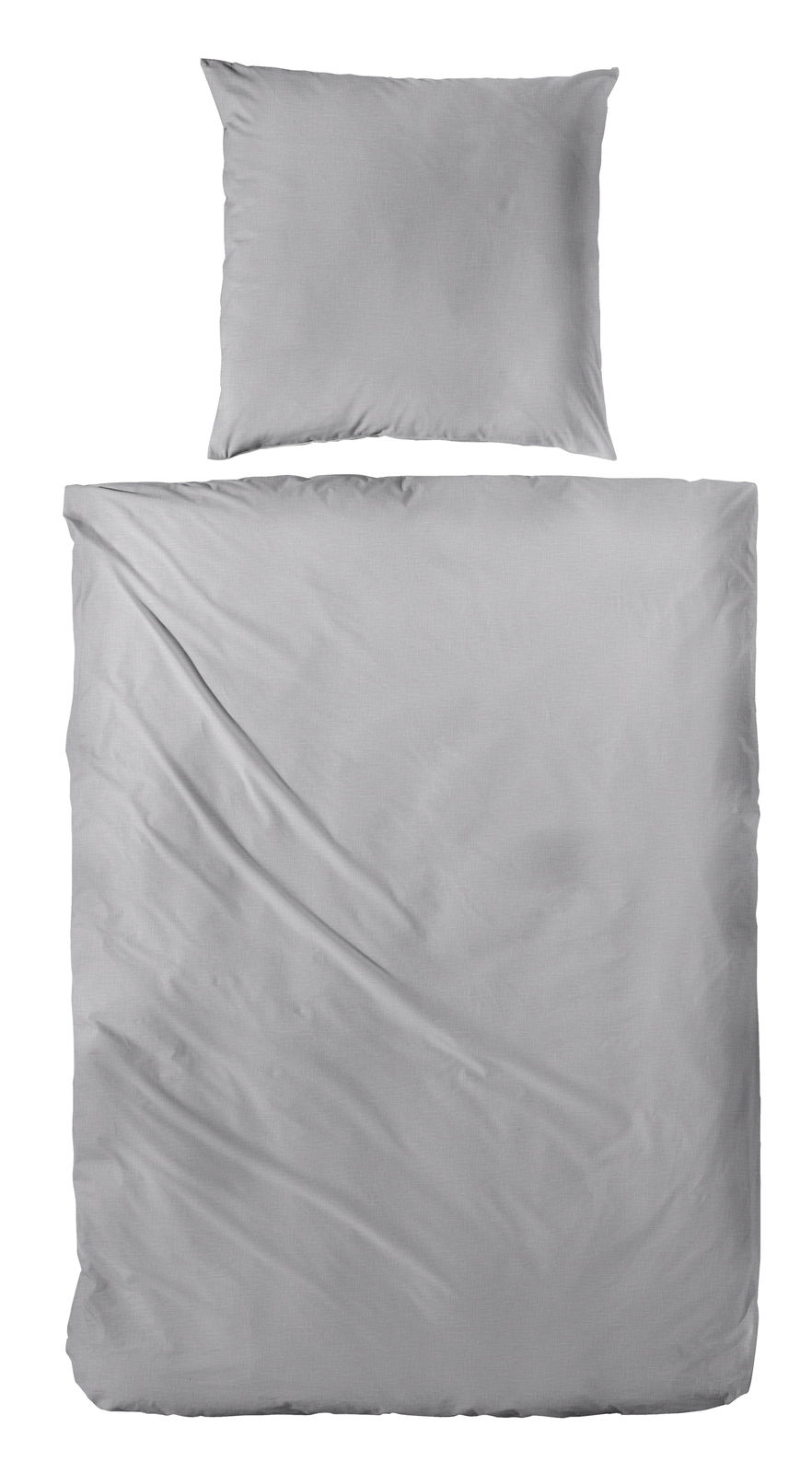 Graue Bettwäsche 135x200cm mit Kissenbezug, Draufsicht