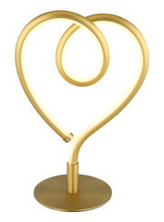 Goldene LED-Tischleuchte in Herzform, frontal betrachtet