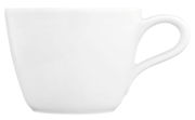 Weiße Espressotasse Life 0,09l, seitliche Ansicht mit Henkel rechts