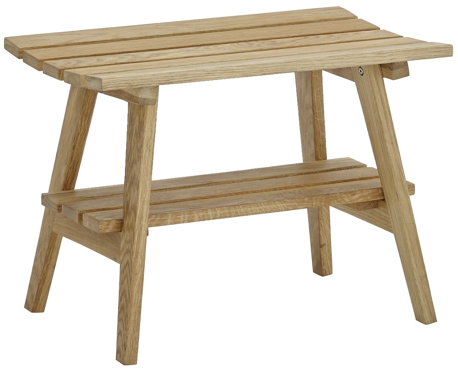 Linea Natura Garderobenbank 60cm BANTRY Holzgarderobenbank mit zwei Ebenen, seitliche Perspektive