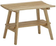 Holzgarderobenbank mit zwei Ebenen, seitliche Perspektive