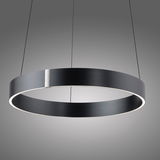 Moderne, runde Pendelleuchte PURE E-Clipse in schwarzem Design, seitliche Perspektive