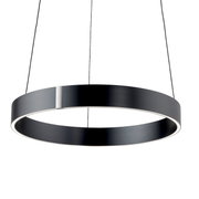 Moderne, runde Pendelleuchte PURE E-Clipse in schwarzem Design, seitliche Perspektive