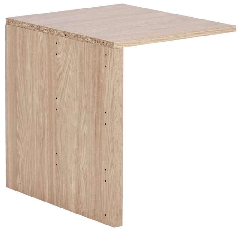 Eckige Inneneinteilung aus Eichenholz, seitliche Perspektive