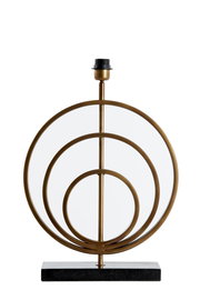 Moderner Lampenfuß aus Metall mit kreisförmigem Design, frontal abgebildet.