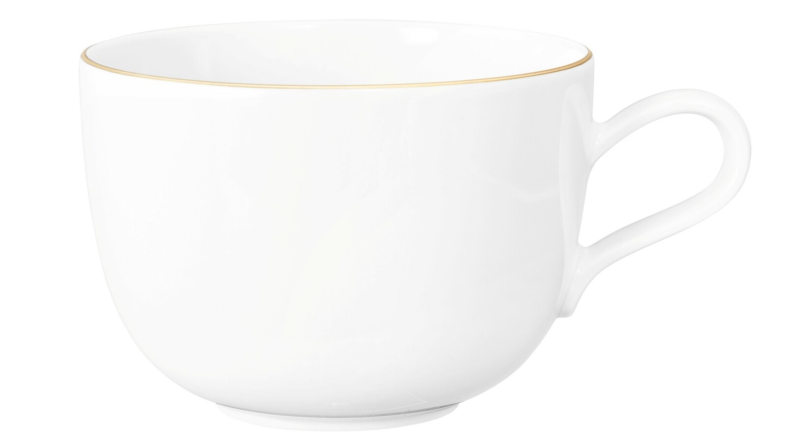 Seltmann Weiden Milchkaffeetasse LIBERTY GOLDRAND Weiße Milchkaffeetasse Liberty 0,38l mit goldener Umrandung, seitliche Perspektive