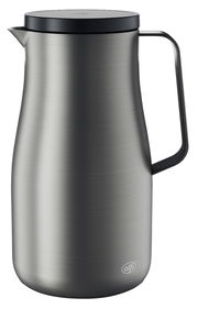 Isolierkanne Studio aus gebürstetem Edelstahl, seitliche Perspektive