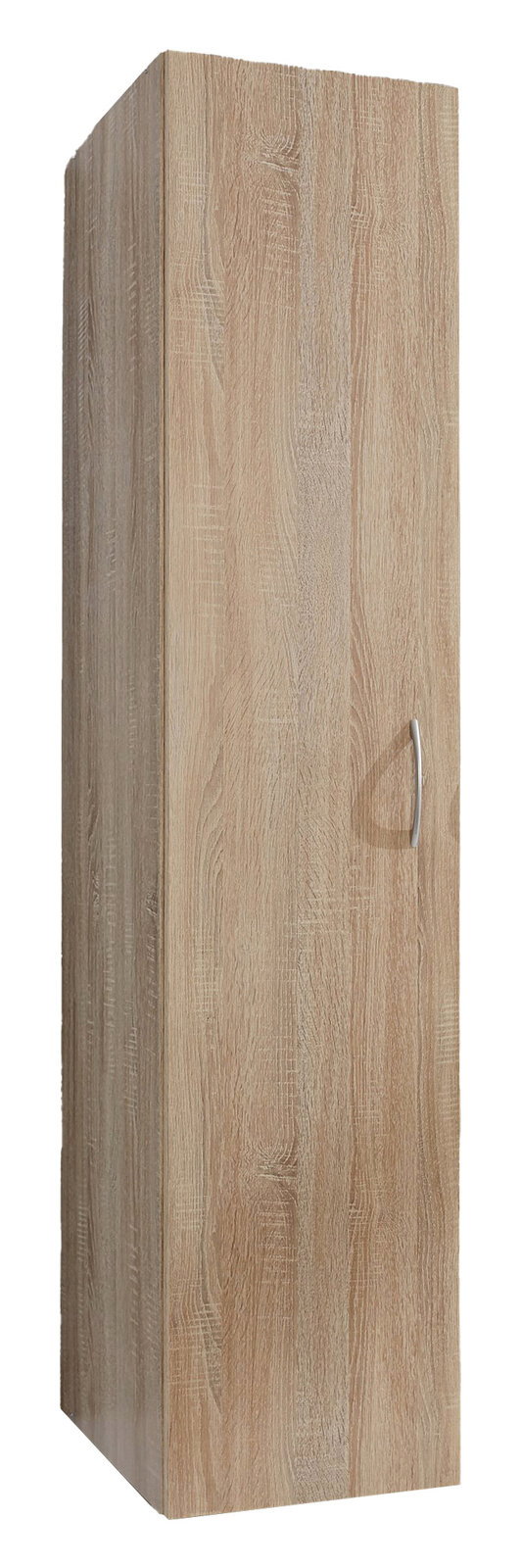 XORA Kleiderschrank MULTIRAUMKONZEPT Holzfarbener Kleiderschrank mit einer Tür und silbernem Griff, seitliche Perspektive