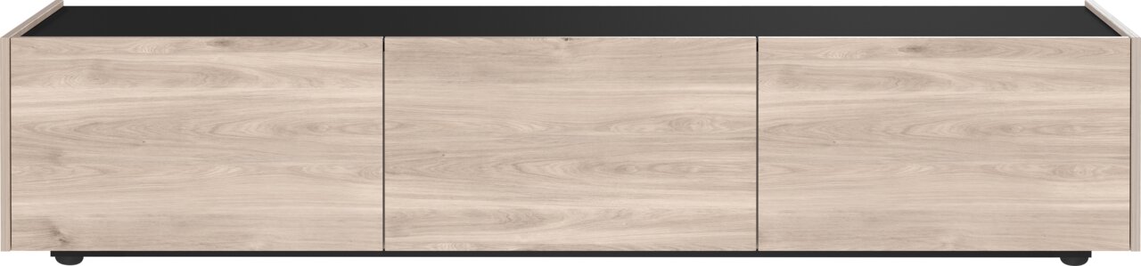 TV-lowboard van licht hout met drie deuren, vooraanzicht