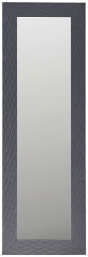Rechteckiger Spiegel mit grauem, strukturiertem Rahmen, frontal betrachtet.