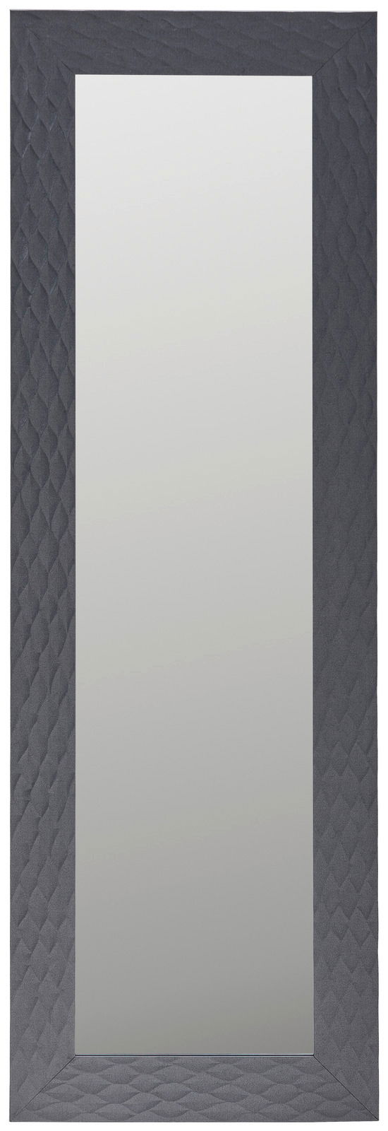 Rechteckiger Spiegel mit grauem, strukturiertem Rahmen, frontal betrachtet.
