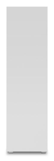 Frontansicht eines schlichten, weißen Regals mit glatter Oberfläche.