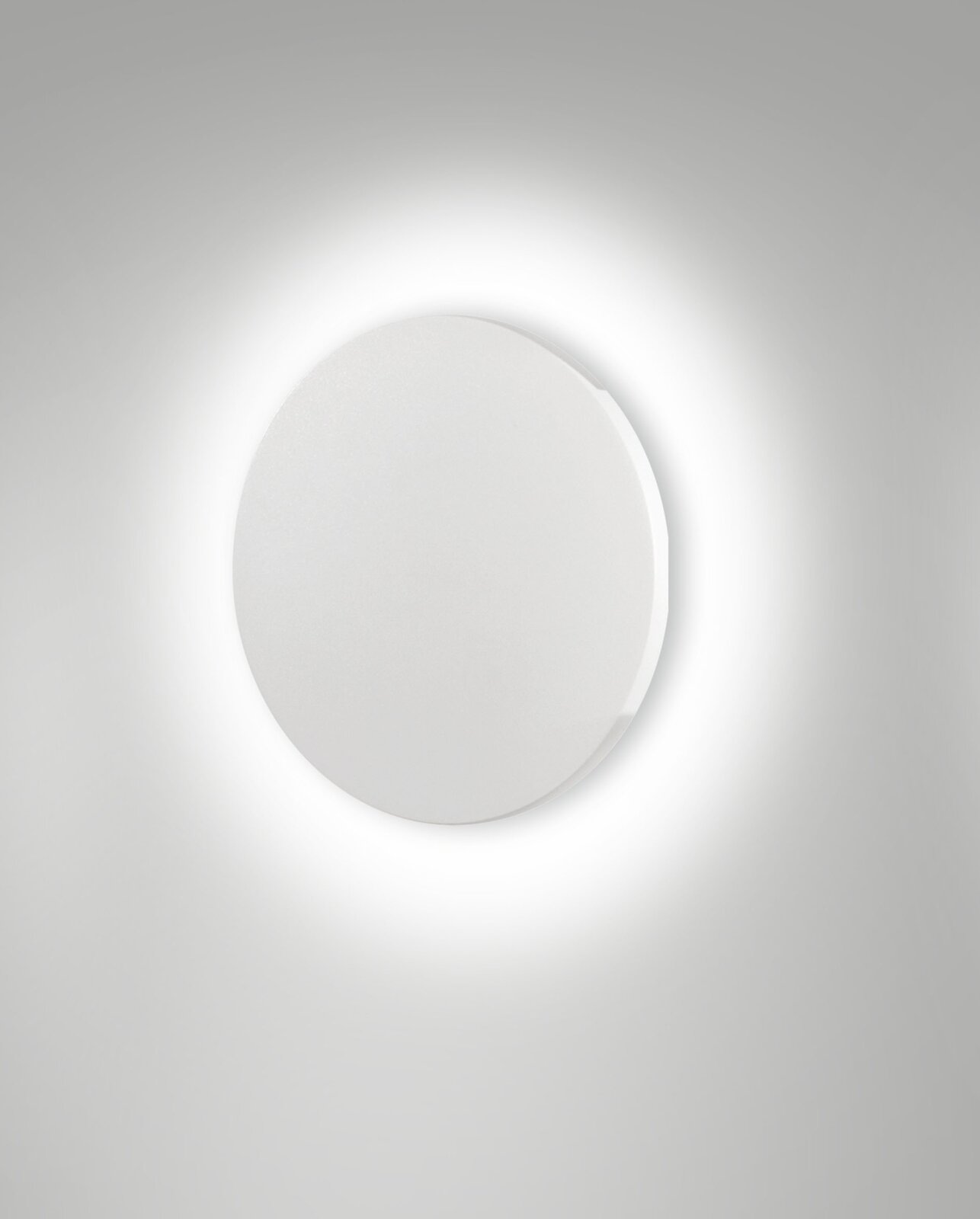 Fabas Luce LED-buitenwandlamp ZON Ronde LED-buitenwandlamp van Fabas Luce, model ZON, gezien van voren met verlichte rand.