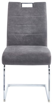 Moderner Schwingstuhl in Grau mit Metallgestell, Frontalansicht