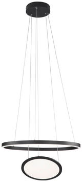 Moderne LED-Hängeleuchte Sol in schwarzem Design, seitliche Perspektive