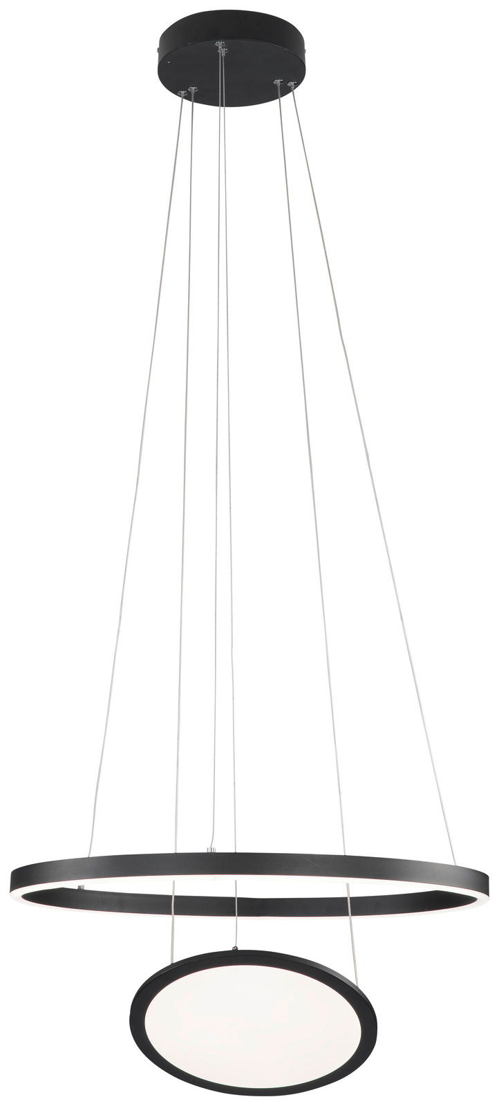 Moderne LED-Hängeleuchte Sol in schwarzem Design, seitliche Perspektive