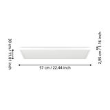 LED-Deckenleuchte ROVITO in seitlicher Perspektive mit den Maßen 57 cm x 30 cm x 2,95 cm.