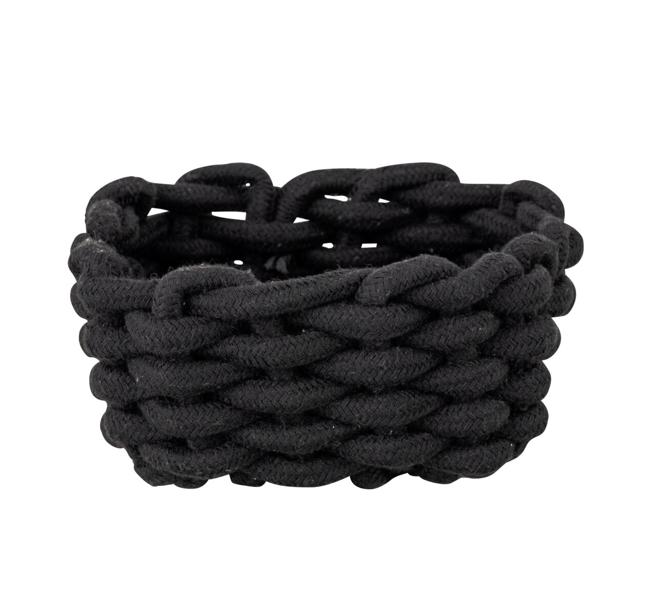 Schöner Wohnen Badkorb MELARA Schwarzer, geflochtener Badkorb Melara S aus seitlicher Perspektive