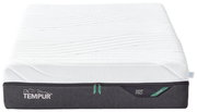 Viscomatratze 80x200 medium von vorne, mit weißem Bezug und schwarzem Rand, Markenname Tempur sichtbar