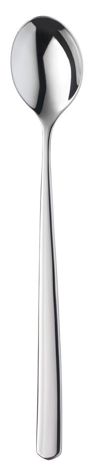 Eleganter, glänzender Löffel aus Edelstahl, frontal abgebildet.