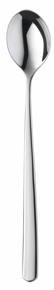 Eleganter, glänzender Löffel aus Edelstahl, frontal abgebildet.