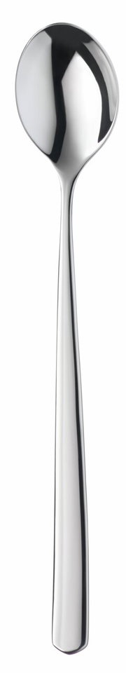 Eleganter, glänzender Löffel aus Edelstahl, frontal abgebildet.
