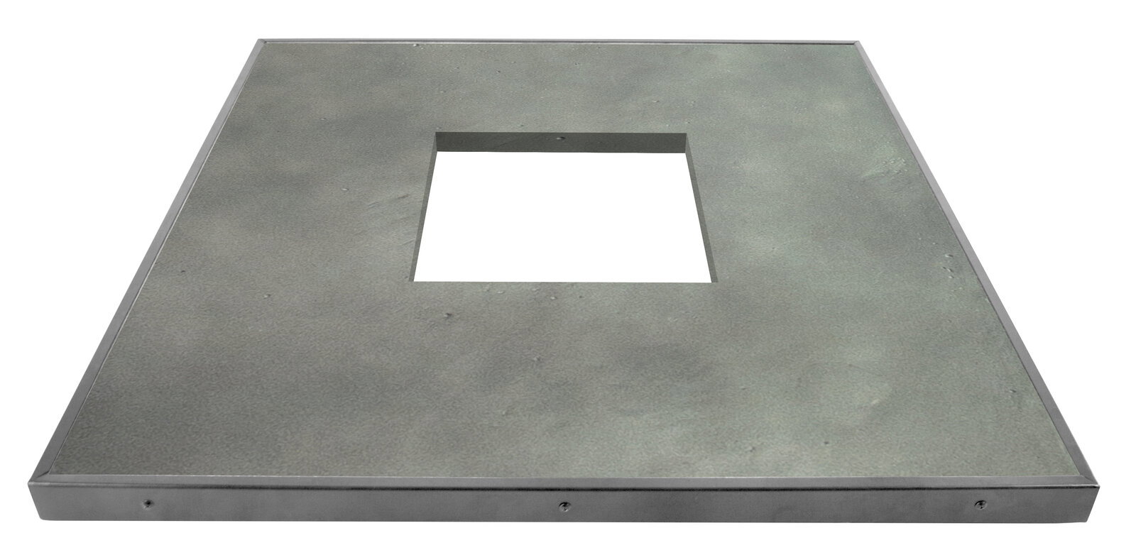 Clifton Tischplatte - Comfort M CLIFTON Rechteckige Tischplatte mit zentralem quadratischem Ausschnitt, aus der Perspektive von vorne betrachtet.