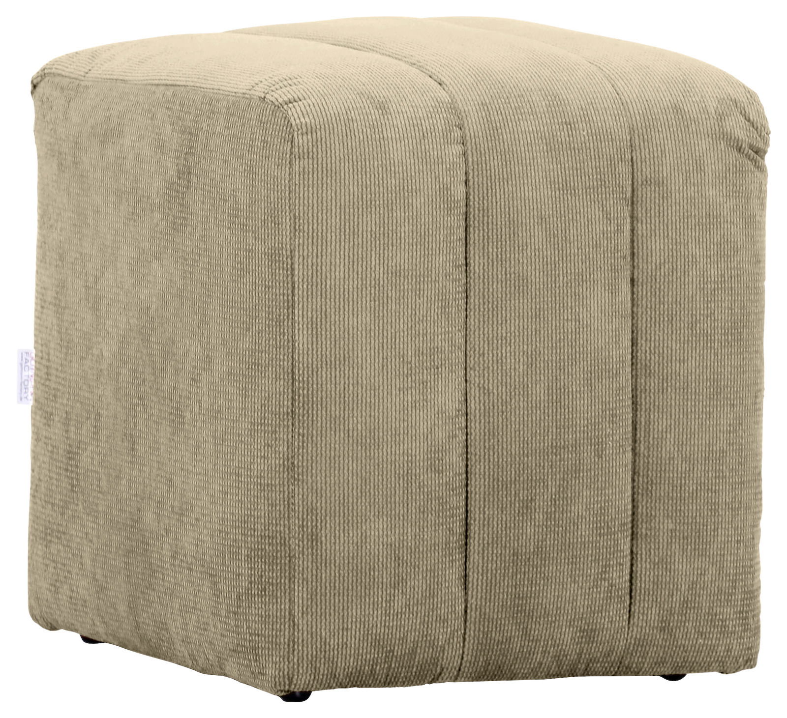Novel Hocker LAILA Beiger, quadratischer Hocker aus Cordstoff, seitliche Perspektive