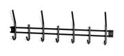 Schwarze Garderobenleiste mit sechs Haken, seitliche Perspektive