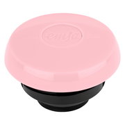 Rosa Deckel einer Isolierkanne, von oben betrachtet