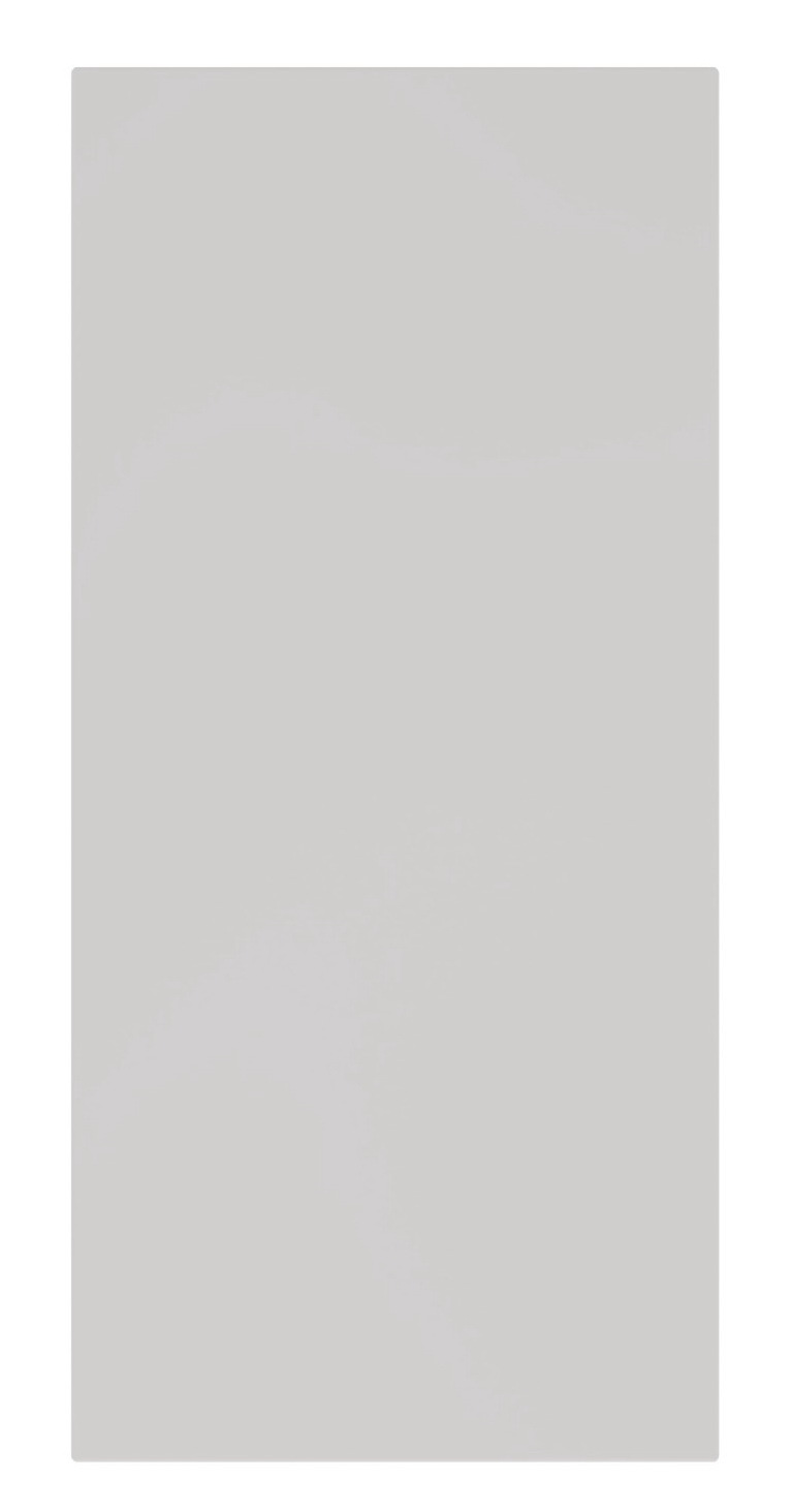 Frontansicht einer grauen Schranktür für einen Oberschrank.