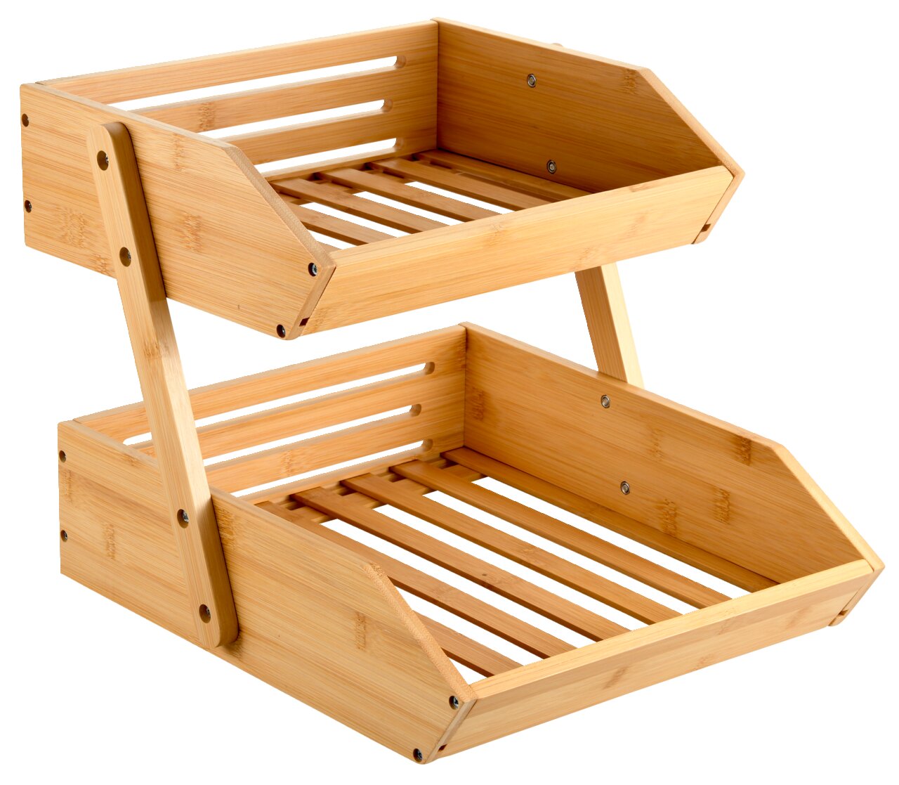 Kesper 2-Stufen-Regal Regal mit zwei Stufen aus Bambus, seitliche Perspektive