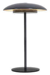 Moderne Akku-Tischleuchte SARDINIA in schwarzem Design, seitliche Perspektive