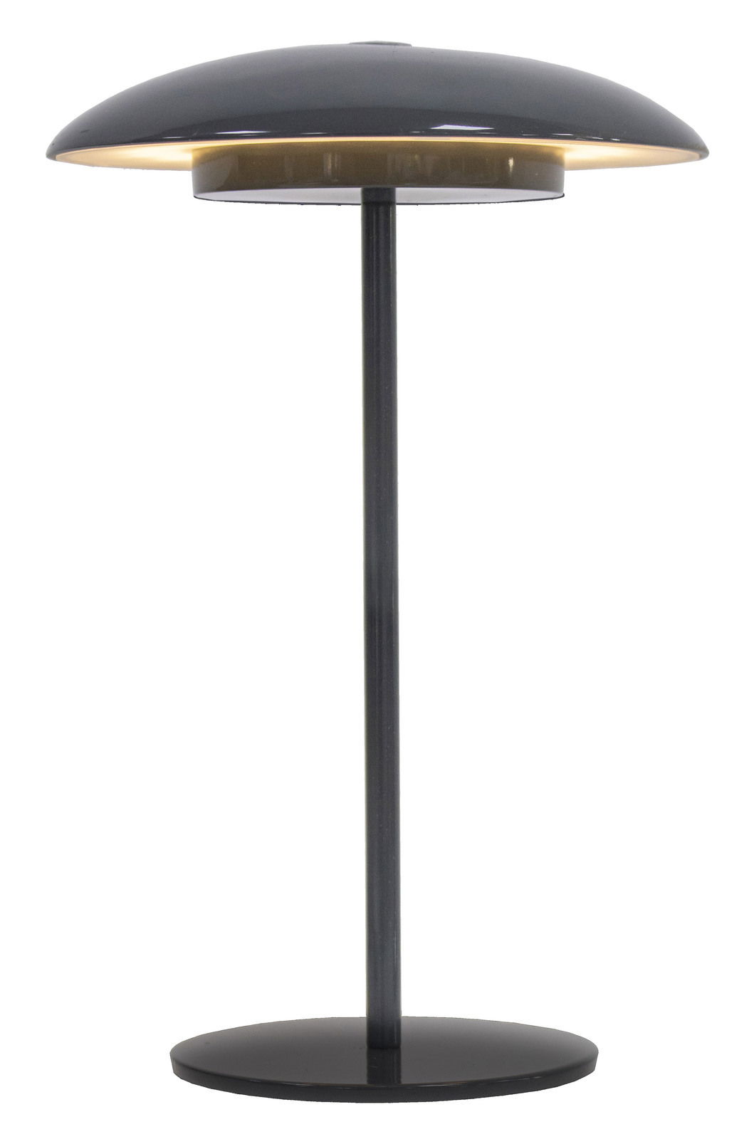 Moderne Akku-Tischleuchte SARDINIA in schwarzem Design, seitliche Perspektive