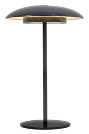 Moderne Akku-Tischleuchte SARDINIA in schwarzem Design, seitliche Perspektive