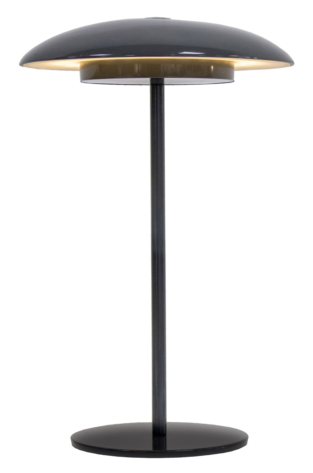 Moderne Akku-Tischleuchte SARDINIA in schwarzem Design, seitliche Perspektive