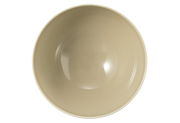 Obenansicht einer sandbeigen Schüssel mit geriffelter Oberfläche, 15,5 cm Durchmesser.