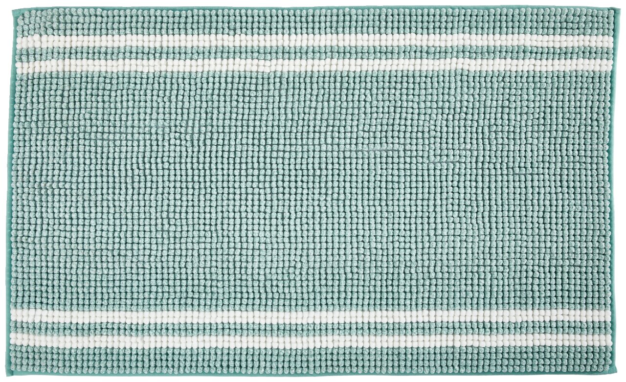 Grüne Badematte mit weißen Streifen, Draufsicht