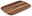 Holzschneidebrett in rechteckiger Form mit abgerundeten Ecken, aus dunklem und hellem Holz, perspektivisch von oben fotografiert.