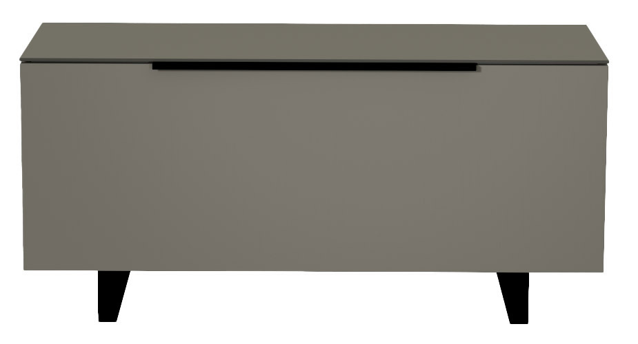 Moderano TV-Lowboard BORMIO Frontansicht eines modernen, grauen TV-Lowboards mit schwarzen Beinen.
