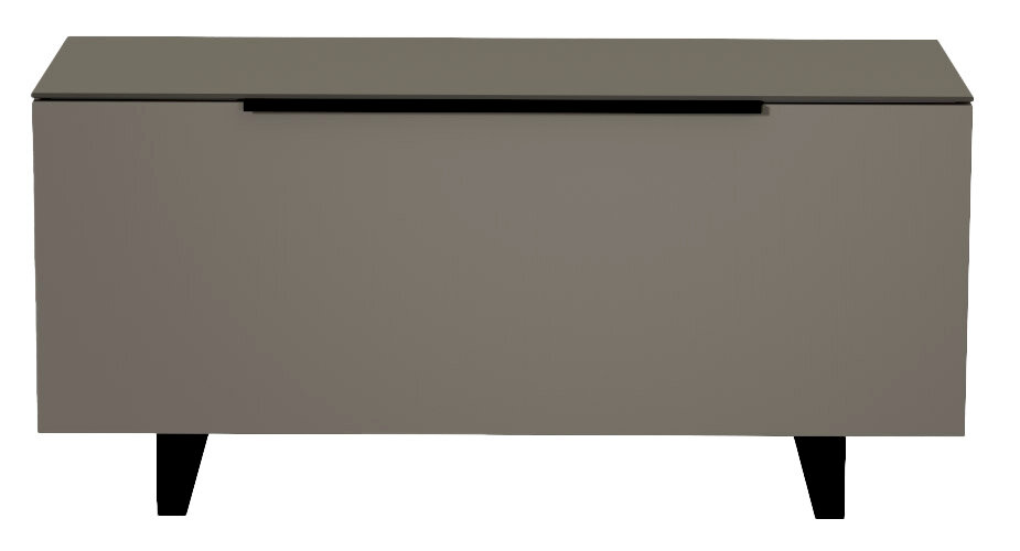 Moderano TV-Lowboard BORMIO Frontansicht eines modernen, grauen TV-Lowboards mit schwarzen Beinen.