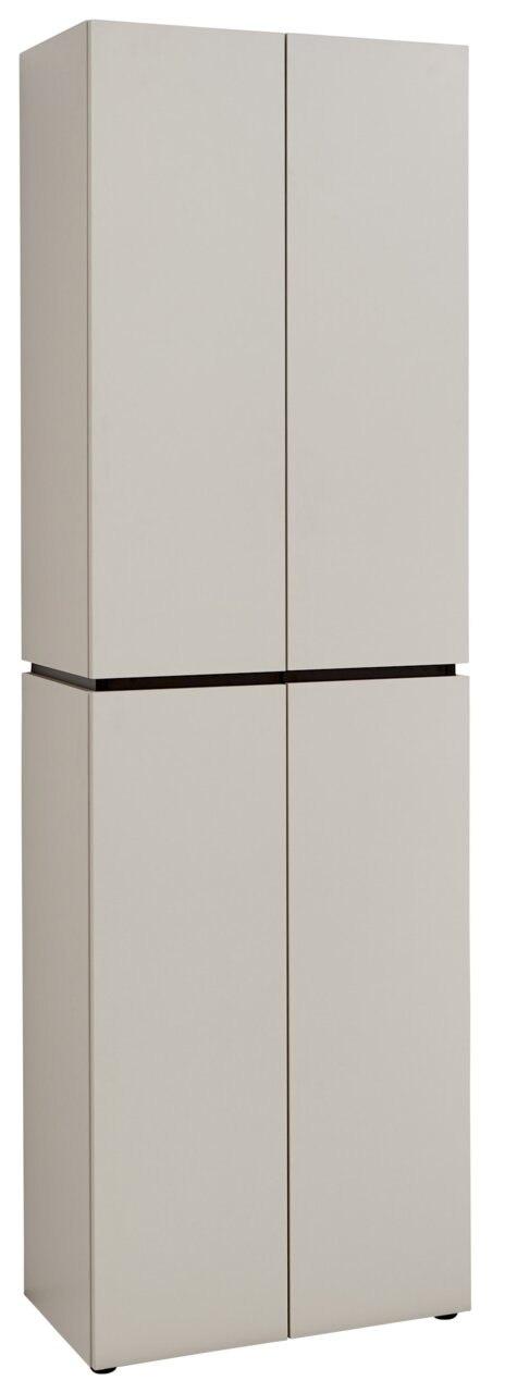 Voleo Garderobenschrank UNIQUE Moderner Garderobenschrank in hellem Beige, frontal abgebildet.
