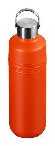 Rote Trinkflasche aus Edelstahl mit Henkel, Vorderansicht