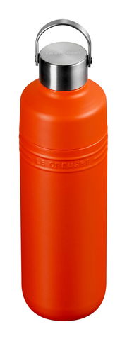 Rote Trinkflasche aus Edelstahl mit Henkel, Vorderansicht