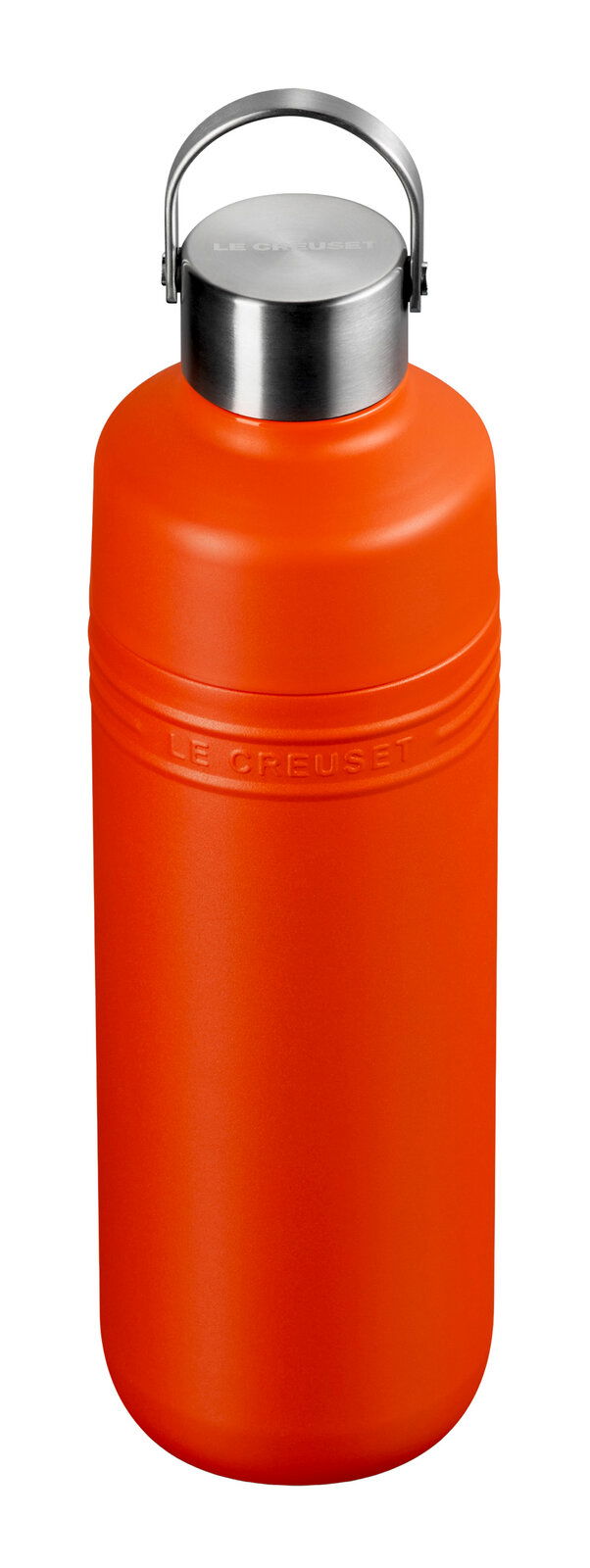 Rote Trinkflasche aus Edelstahl mit Henkel, Vorderansicht