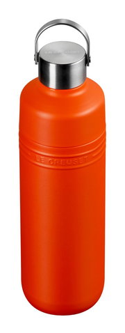 Rote Trinkflasche aus Edelstahl mit Henkel, Vorderansicht