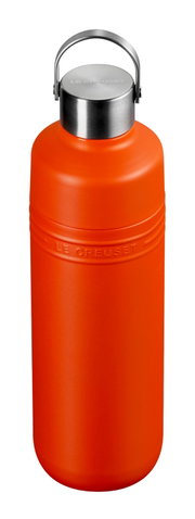 Rote Trinkflasche aus Edelstahl mit Henkel, Vorderansicht